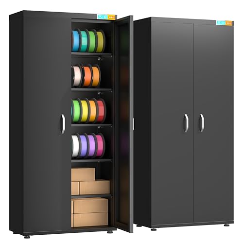 Large 3D Printer Filament Dry Storage Cabinet with Dehumidifier | Smart Humidity Control at 25% RH | 110-Spool Capacity Airtight Organizer for PLA, ABS, PETG, TPU, Nylon | U.S. Patented - color: 400l Black