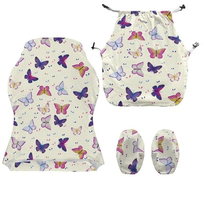 Suobstales Colorful Butterfly Pattern Ergonomic Office Computer Game Chair Slipcovers with Armrest Cover, Stretchy Polyester Covers for Reclining Racing Gaming Chair - color: Colorful Butterfly