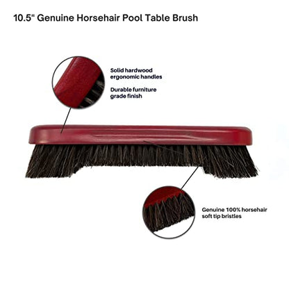 Freetime Fun Pool Table Brush for Felt with Real, Authentic Horse Hair Billiards 10.5" Pool Table Brush Bonus Pack of Chalk - style: 10.5" Pool Table Brush