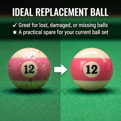 KONLLEN Single Replacement Pool Ball – 2-1/4" Regulation Size & Weight Billiard Ball Made of Phenolic Resin (Choose 1–15 or Cue Ball) - color: #12