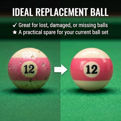 KONLLEN Single Replacement Pool Ball – 2-1/4" Regulation Size & Weight Billiard Ball Made of Phenolic Resin (Choose 1–15 or Cue Ball) - color: #12