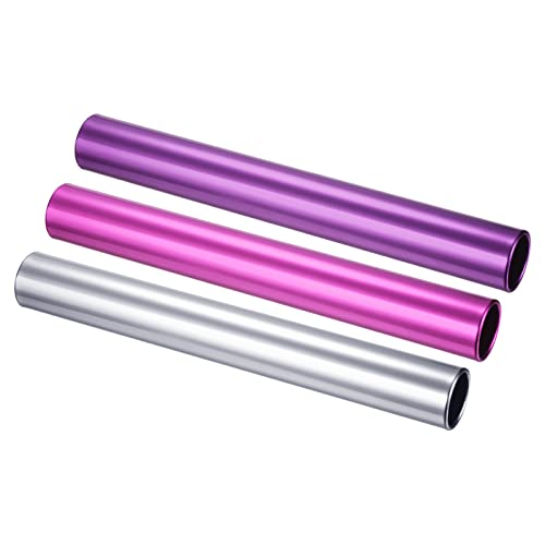 PATIKIL Relay Track Batons Set, Aluminum Alloy Tube Field Running Race Stick for Outdoor Athletics Sport Game Tool - color: Pink, Purple, Silver