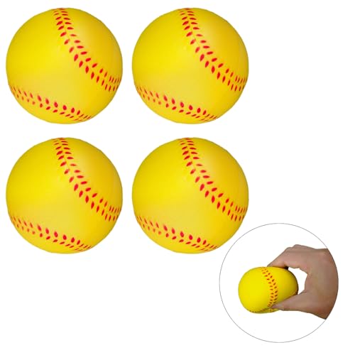 Soft Foam Baseballs Practice Training Ball for Beginners Squeeze Ball Safe Throwing Catching Batting - color: 4 Yellow Foam Baseballs