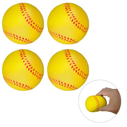 Soft Foam Baseballs Practice Training Ball for Beginners Squeeze Ball Safe Throwing Catching Batting - color: 4 Yellow Foam Baseballs