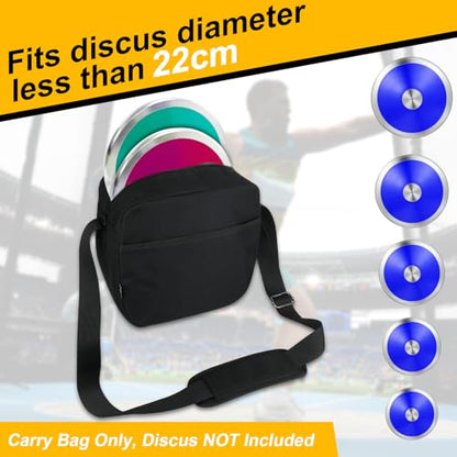 Cosmos Discus Carrier Bag Discus Shoulder Bag with Adjustable Strap, Track and Field Discus Throw Carry Case Portable Discus Storage Bag with Zipper Pocket for Storing 2 Discuses, Discus Not Included
