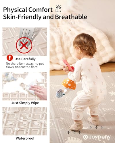 Joypony Baby Play Mat, 50 x 50 Inch Foldable Play Mats for Babies and Toddlers, Waterproof & Anti-Slip Portable Baby Floor Mat for Playpen with Travel Bag - size: 50x50x0.4 Inch