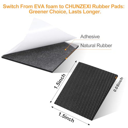 CHUNZEXI Non Slip Rubber Furniture Pads & Grippers, Self Adhesive Round Floor Protectors for Chair & Table Legs and Feet, 1.5 Inch, 32 Pack, Square - size: 1.5 inch 32 Square