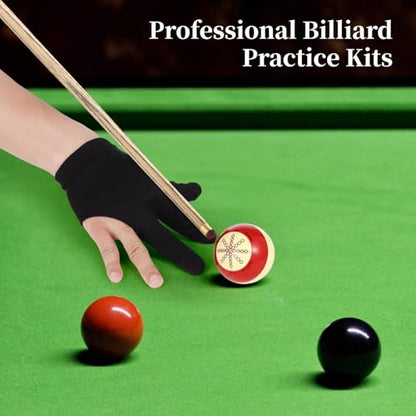 Billiards Cue Ball, Practice Training Ball with 2 Billiard Gloves, for American Eight Balls Billiards Training, Beginners