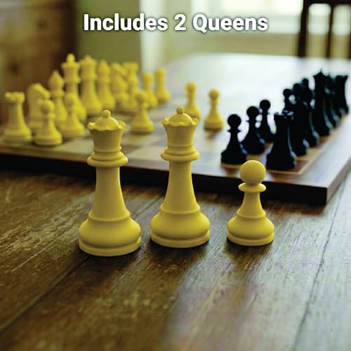 Staunton Chess Pieces Half Set, 17 Yellow Pieces, 3.75" King | Made in USA - color: Yellow