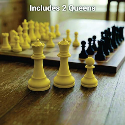 Staunton Chess Pieces Half Set, 17 Yellow Pieces, 3.75" King | Made in USA - color: Yellow