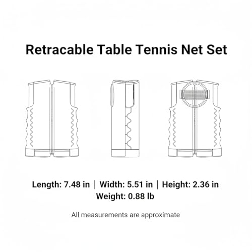 Retractable Table Tennis Net Set, Portable Clip-On Ping Pong Net for Any Flat Surface, Tool-Free Setup with Durable Plastic Construction - color: Orange