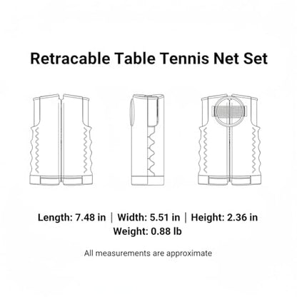 Retractable Table Tennis Net Set, Portable Clip-On Ping Pong Net for Flat Surfaces, Tool-Free Setup with Durable PP Construction - color: Orange