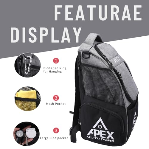 Disc Golf Bag, Large Disc Golf Backpack Holds Over 21 Discs, Durable & Lightweight with Multiple Storage Pockets - color: Grey
