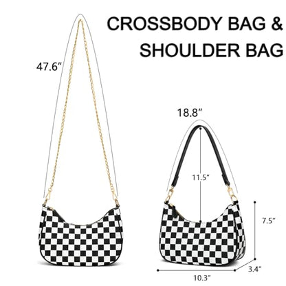 KKXIU Shoulder Bag for Women Cute Hobo Purses and Handbags Retro Clutch Underarm Purse | Cute - color: Black&white