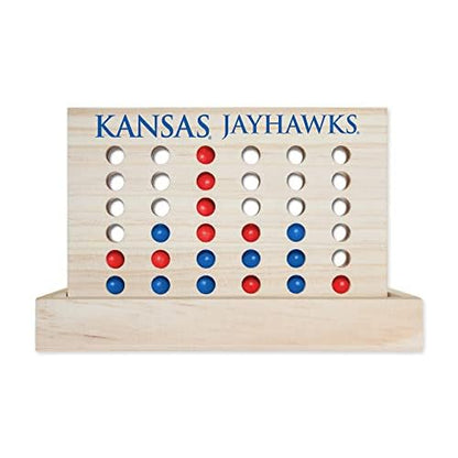 Rico Industries NCAA Mini Travel Team 4 in A Row Mini Game- Wooden, Team Colors, 5.5" x 8" (Kansas Jayhawks) - style: Kansas Jayhawks