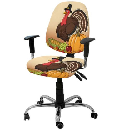 Savannan Office Chair Cover, Fall Thanksgiving Turkey Corn Maple Leaf Protective Stretch Elastic Universal Cover for Desk Task Chair,Computer Rotating Chair 1 Pcs Autumn Pumpkin