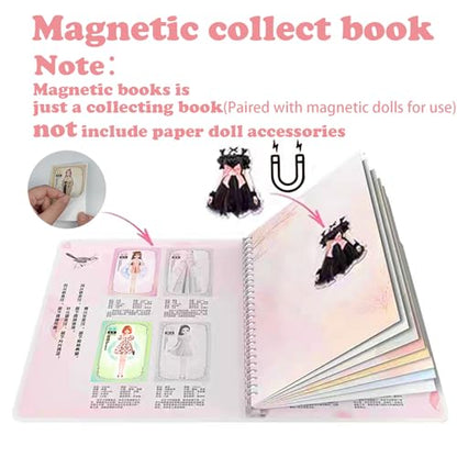 Magnetic Collecting Book,Paried with Magnetic Paper Doll for Use,Gift for 3+ Year Old Girls Toddler-Only Include Magnetic Collecting Book,Not Include Paper Doll Accessories - style: I-Magnetic Book