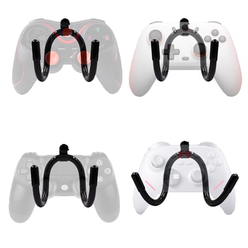YYST Universal Game Controller Organizer Wall Rack Wall Mount Wall Clip Wall Hanger Compatible With Xbox One PS4 Switch Pro controller 4/PK - NO GAME CONTROLLER - No Falling