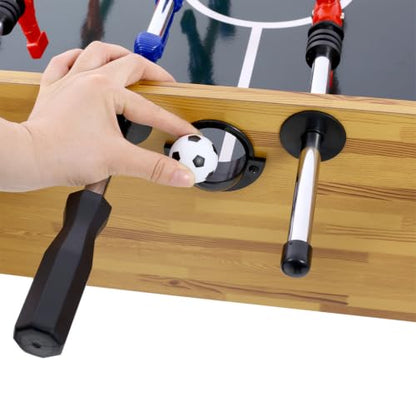 54 Inch Foosball Table for Adults & Family, Full Size Soccer Game Table with Steel Rods, E-Z Spin Bearings, Adjustable Leg Levelers, Ergonomic Handles & Manual Scoring, Brown Wood Finish