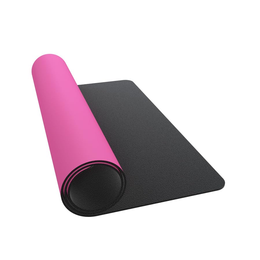Gamegenic Prime Playmat – Pink Color, 61 x 35 cm Soft Cushioned Natural Rubber Playmat with Anti-Slip Back & Silver Foil Logo, Premium Surface for Card Games, Dice, and Desk Protection - color: Pink