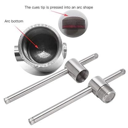 Billiard Cue Tip Presser, Stainless Steel Billiard Cue Tip Shaper Snooker Stick Tip Compressor Press Tool for Tips from 9mm to 14mm