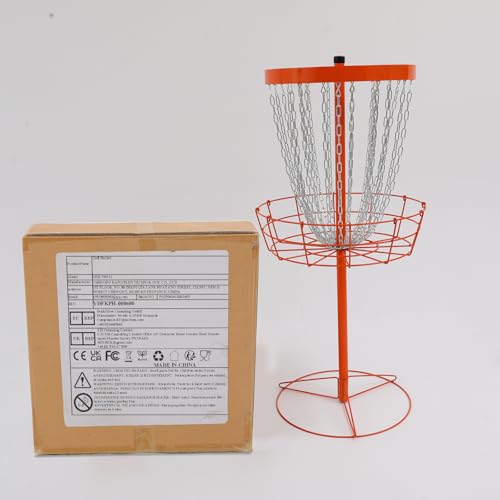 24 Chain Portable Disc Golf Target, 52" Portable Disc Golf Training Stand with 4 Ground Stakes, Professional Disc Golf Training Basket for Players of All Levels