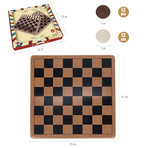 GOTHINK Wooden 2-in-1 Chess and Checker Board Game Set, Classic Game for Kids and Adults, 11 inches Chess Board Set, Perfect for Travel and Family Fun - style: 2 in 1 Chess Set