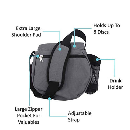 Kestrel Black Disc Golf Bag - Fits 6-10 Golf Discs + Bottle - For Beginner & Advanced Golfers - Extremely Durable Canvas - Frisbee Golf Bag - Small Sling/Shoulder Disc Golf Bag For Men & Women - color: Gray Camo