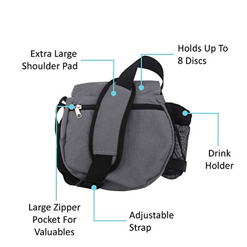Kestrel Black Disc Golf Bag - Fits 6-10 Golf Discs + Bottle - For Beginner & Advanced Golfers - Extremely Durable Canvas - Frisbee Golf Bag - Small Sling/Shoulder Disc Golf Bag For Men & Women - color: Gray Camo