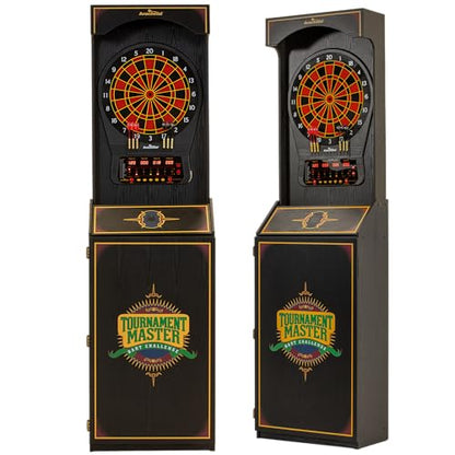 Arachnid Cricket Pro 650 Standing Electronic Dartboard with 24 Games, 132 Variations, and 6 Soft-Tip Darts Included, Brown,E650FS-BK3