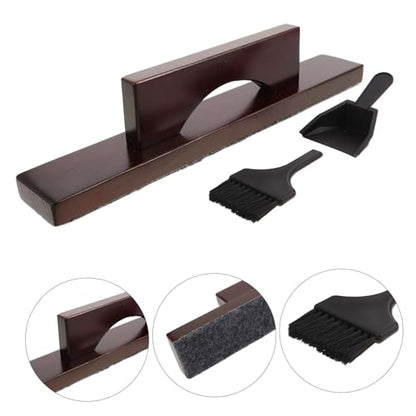 Shuffleboard Table Cleaning Kit with Sand Brush and Dustpan Set, Portable Shuffleboard Court Broom for Table Maintenance, Wine Red Handle, Home and Bar Game Room Accessory
