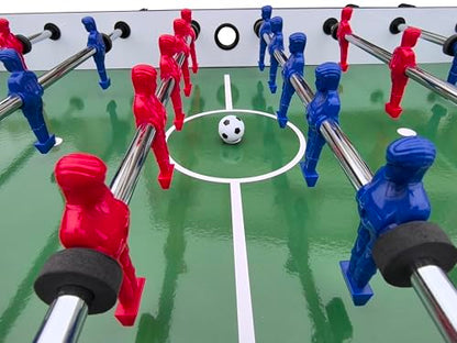 Table Soccer Game Table, Mini Foosball Table for Adults, Compact Indoor Football Table Games with Smooth Rods and Scoreboard, Includes 2 Balls for Home Game or Office Entertainment, Red
