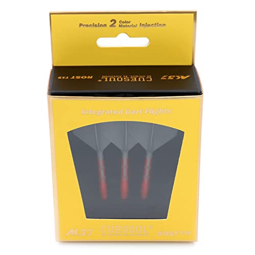 CUESOUL ROST T19 Integrated Dart Shaft and Flights Big Wing Shape Grey 28mm-Say Goodbye to Falling Dart Flight - color: with Red Shaft