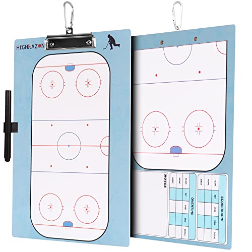 Dry Erase Hockey Coaches Clipboard, Hockey Lineup Board, Double-Sided Coaching Board with Marker