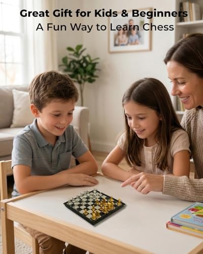 Mini Travel Chess Set Magnetic Vikutu 5.11 Inches Portable Small Folding Chess Board (X-Small) - size: X-Small