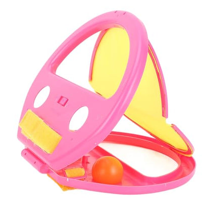 Toss and Catch Ball Set, Hand Exercise Ball Throwing Set, Double Player Outdoor Game with Soft Balls, Ideal for Beach Picnic Party (Pink) - color: Pink