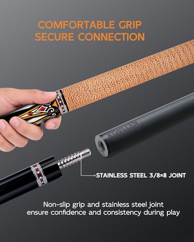 KONLLEN Carbon Fiber Pool Cue Stick 58-inch Professional Pool Sticks for Adults Full Carbon Technology Low Deflection Pool Cue Billiard Cues with 12.5mm Tip (Easy to Control, Pro Taper, Ultra-Smooth) - color: 013 yellow