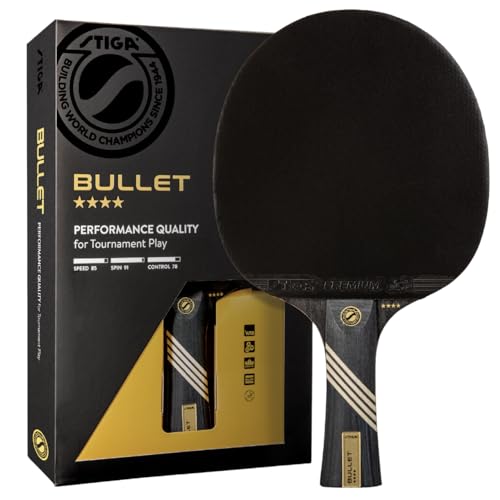 STIGA Bullet Ping Pong Paddle – 5-ply Extra Light Blade – 2mm Premium Sponge – Flared Handle for Masterful Grip – Performance Table Tennis Racket for Competitive Play - style: Bullet