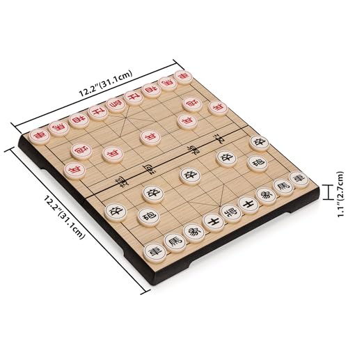 Yellow Mountain Imports Chinese Chess (Xiangqi) Magnetic Travel Set (12.2 Inches) - Compact, Folding Board Game Set - size: 12.5 in