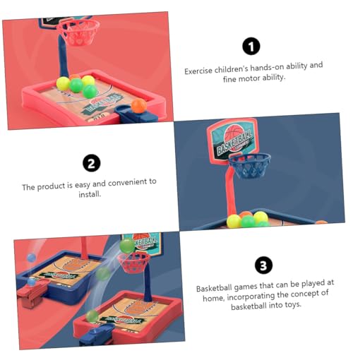 2 Sets Mini Table Basketball Game for Indoor Desktop Basketball Stands in Red and Blue Educational Plaything Enhancing Hand-Eye Coordination and Finger Strength and Portable