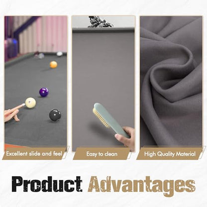 Pool Table Felt Cloth Billiard Cloth with 6 Pcs Cloth Strips and Staple Remover Pool Table Felt Replacement Kit Parts - color: Grey, size: 7ft