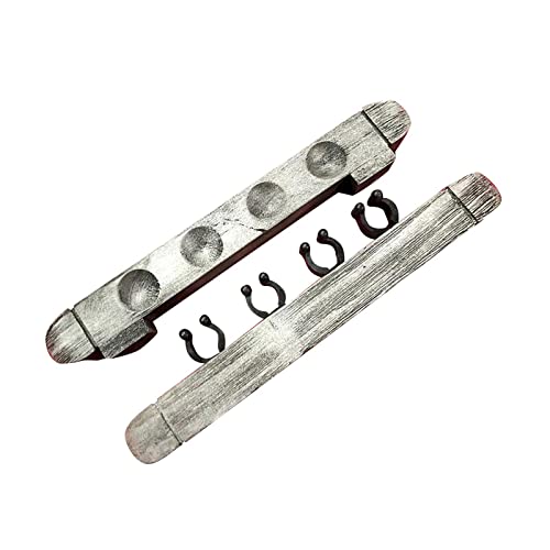 2Pcs 4 Pool Cue Rack Storage Table Rods Clip Bracket Wall Mounted Solid Wood Cue Rack Holder for Billiard Clubs Game Room Pool Bars Players - color: Grey