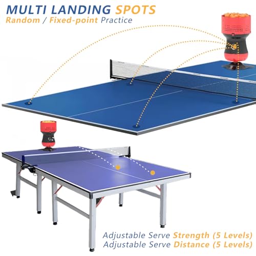 Automatic Ping Pong Ball Launcher Machine,Cordless Control,Table Tennis Serving Robot,Speed Spin Frequency Adjustable,for Practice Training Main - size: Ma"
