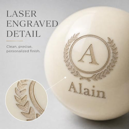Custom Personalized Pool Ball Laser Engraved Billiard Ball Gift 2.25 Inch Standard Size Polyester Resin Desk Display Optional Ball Stand Add-On White - color: White