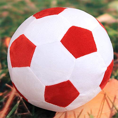 AOQI Plush Soccer Balls - Fluffy Stuffed Toy Soccer Ball Plush Pillow Soft Durable Stuff Soccerball Gift for Kids Boy Baby (Red - White,11.8inch/30cm) - color: Red - White, size: 11.8inch/30cm