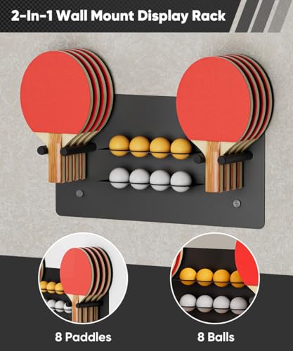 Ping Pong Paddle Holder, Wall Mounted Metal Magnetic Table Tennis Storage Rack Holds - size: 2-Tier