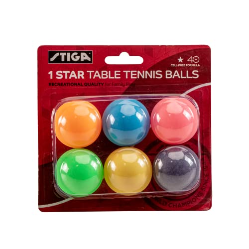 STIGA 1-Star Balls - color: Multi Color, size: 6 Pack