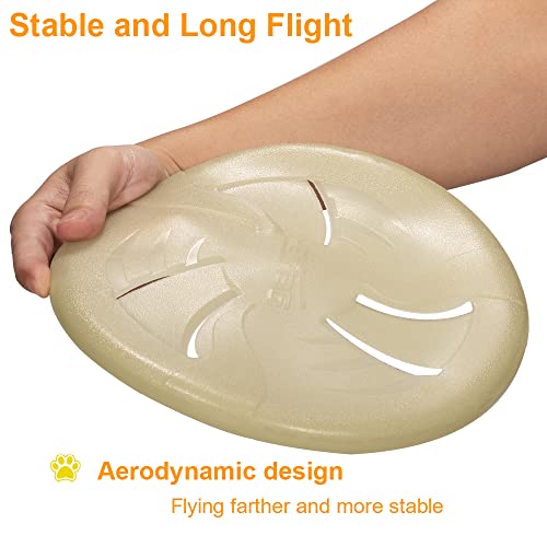 Glow-in-The-Dark Flying Discs, Interactive Dog Flyer Toys, Soft Lightweight Dog Catch and Fetch Toys, Floats in Water & Safe on Teeth, 9 inch (Large, Glow) - color: Glow, size: Large