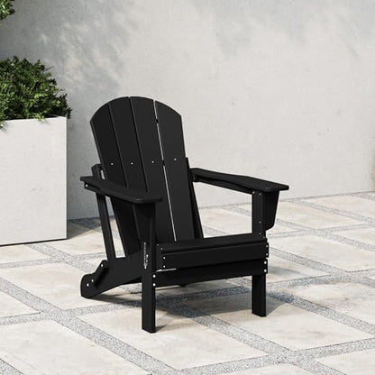 WestinTrends Malibu HDPE Outdoor Patio Folding Poly Adirondack Chair, Black - color: Black, size: 1 Chair