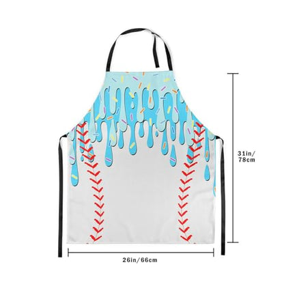Castle Fairy Ice Cream Drip Baseball Kids Kitchen Apron - color: Blue White